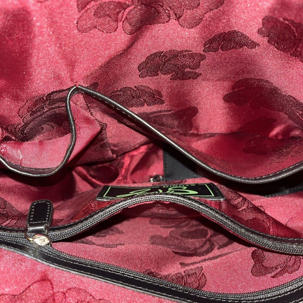 Sharif Studio Embossed Snake  Leather Trim Expanding Purse Burgundy Dust Bag NEW - Picture 10 of 16